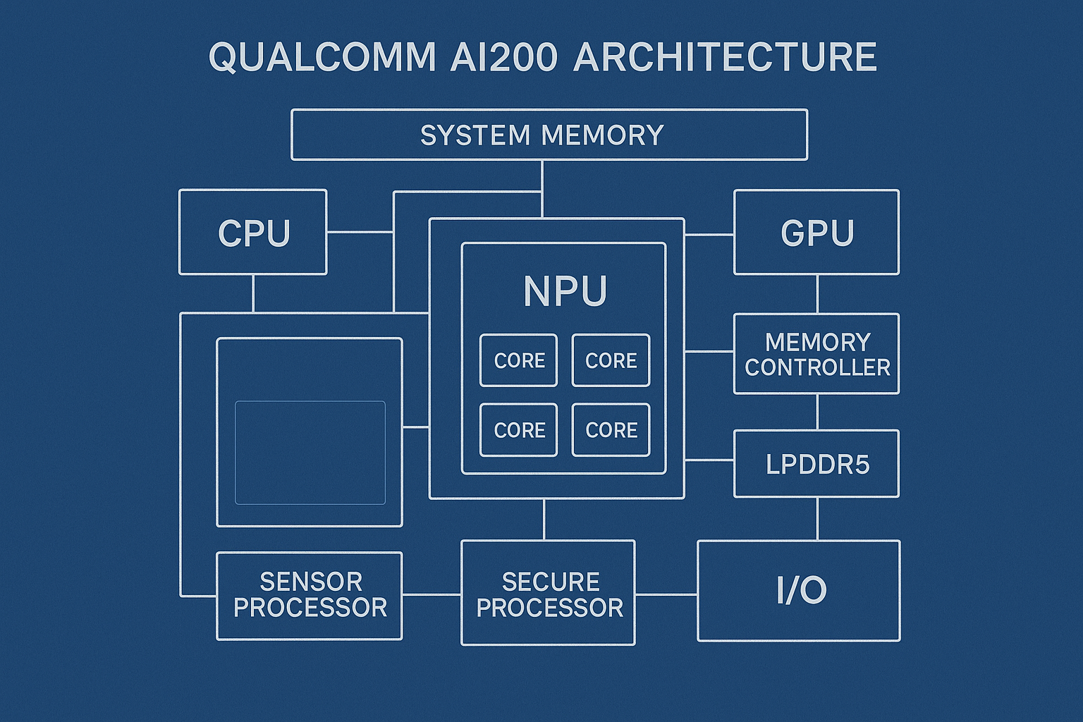تصویر شماتیک معماری شتاب‌دهنده AI200 کوالکام