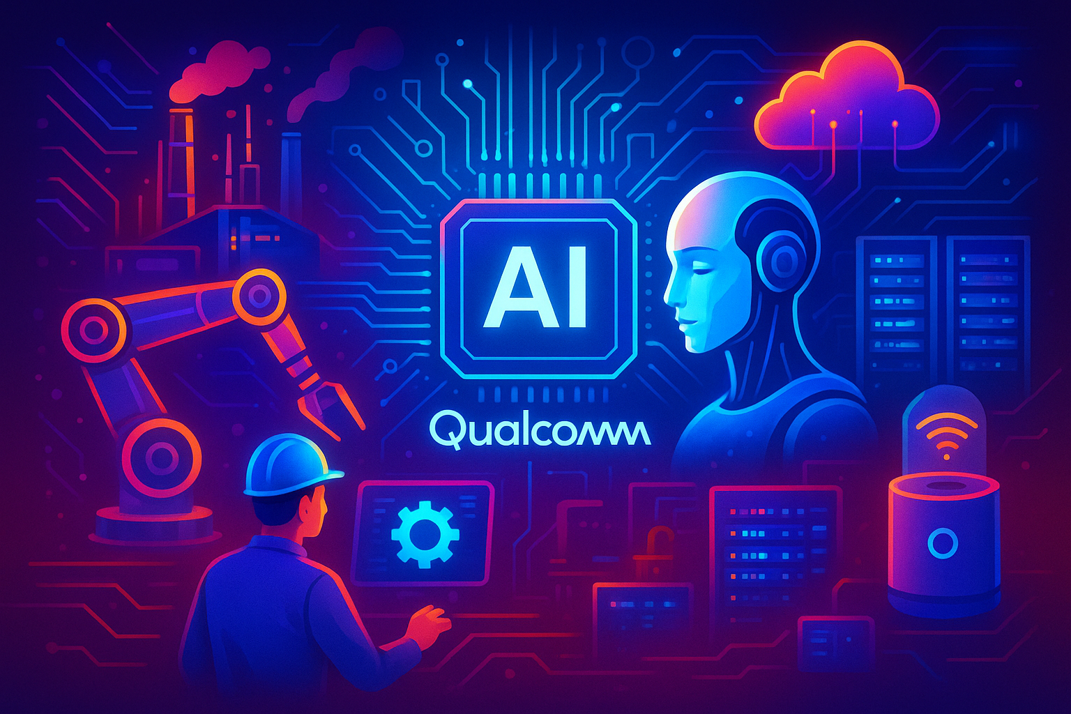 تصویر آینده‌نگرانه ادغام فناوری AI کوالکام در صنعت