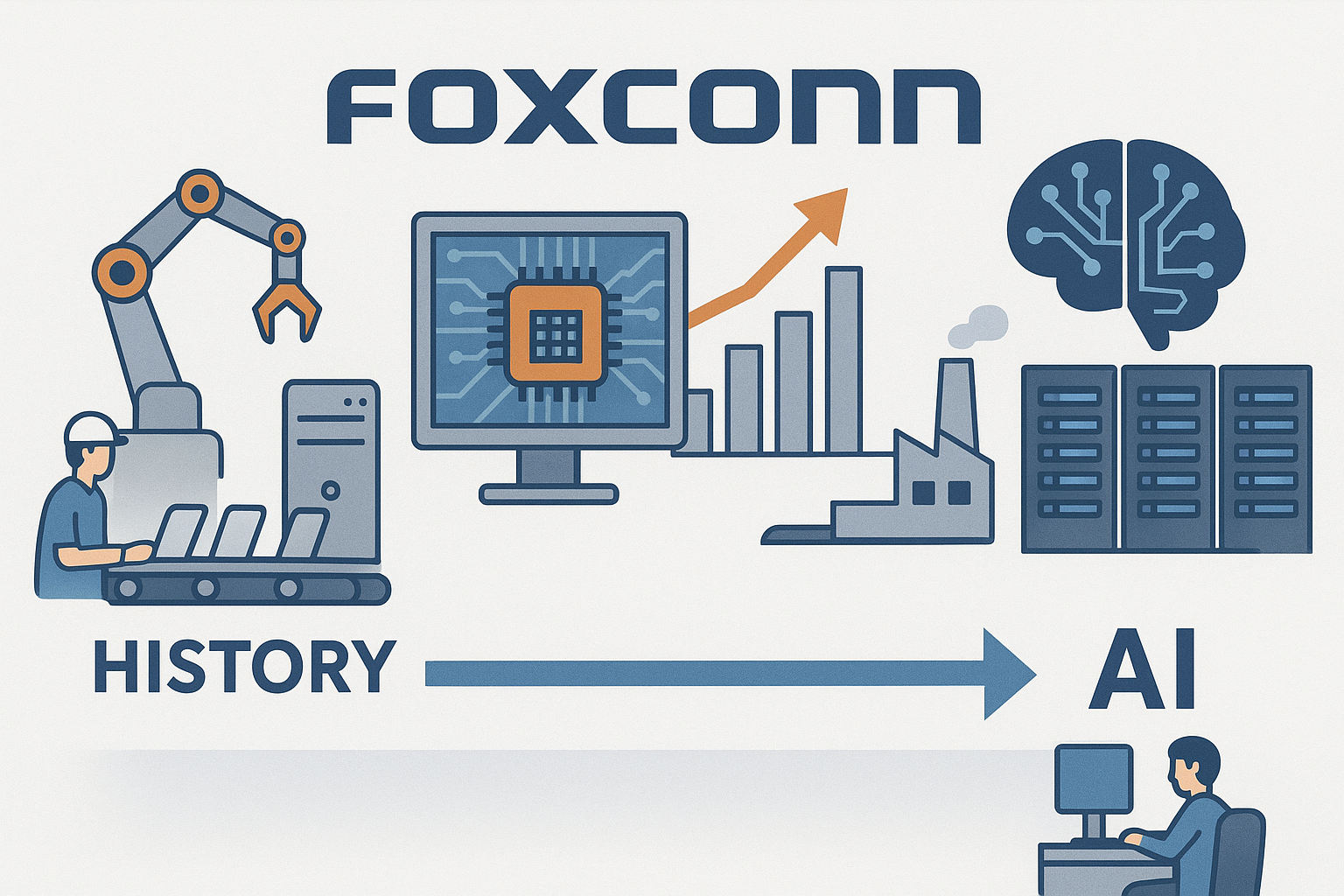 تصویر زمینه و تاریخچه سرمایه گذاری فاکسکان در محاسبات AI و سوپرکامپیوترها