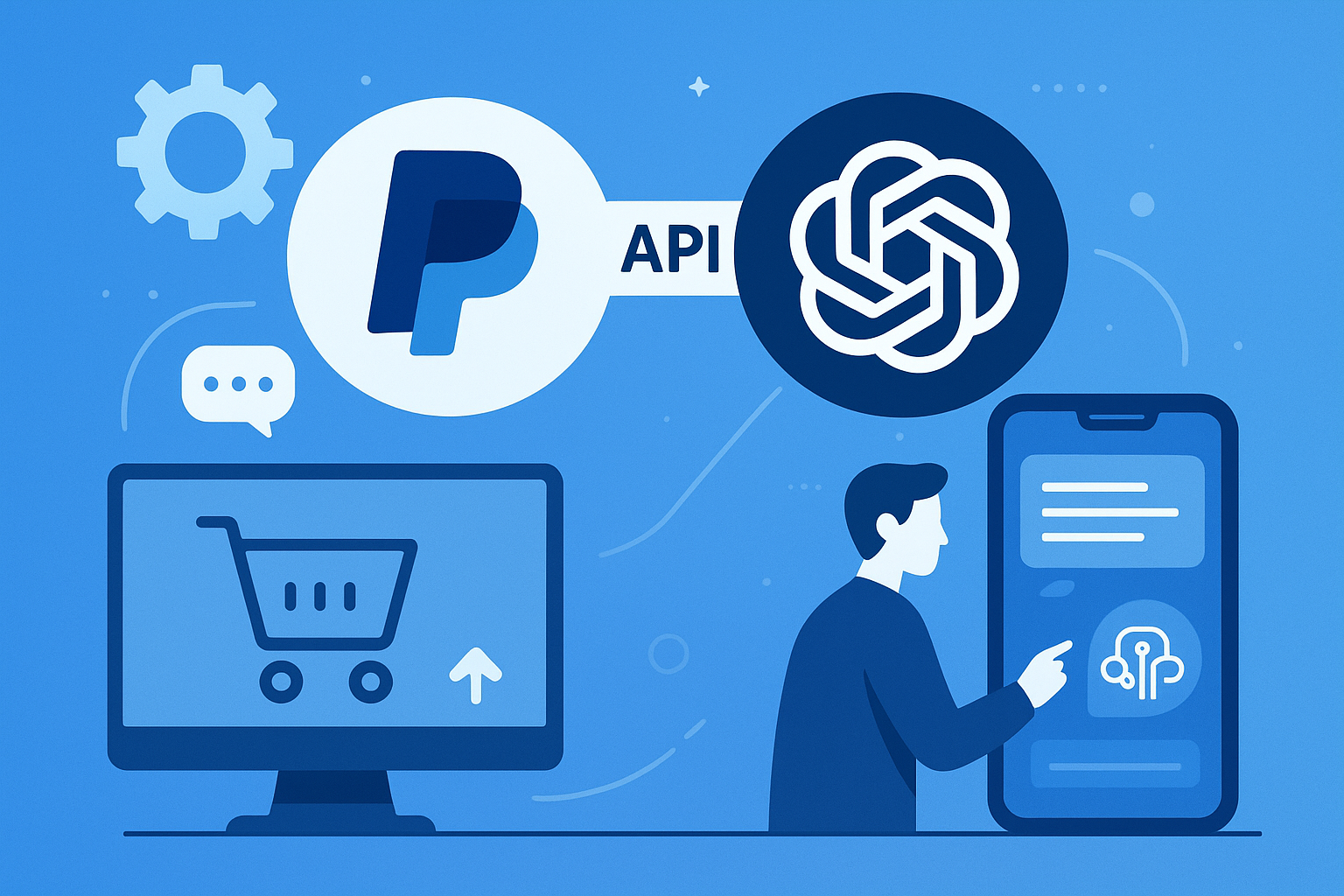 تصویر иллюستراسیون ادغام PayPal با ChatGPT