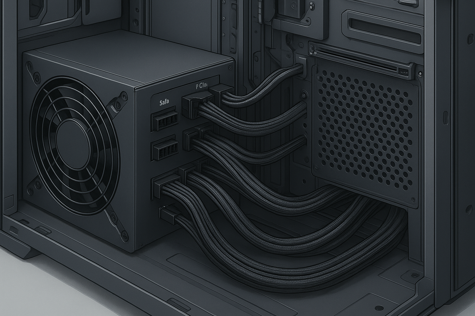 تصویر مقایسه پاور ماژولار و غیرماژولار با کابل‌های مرتب