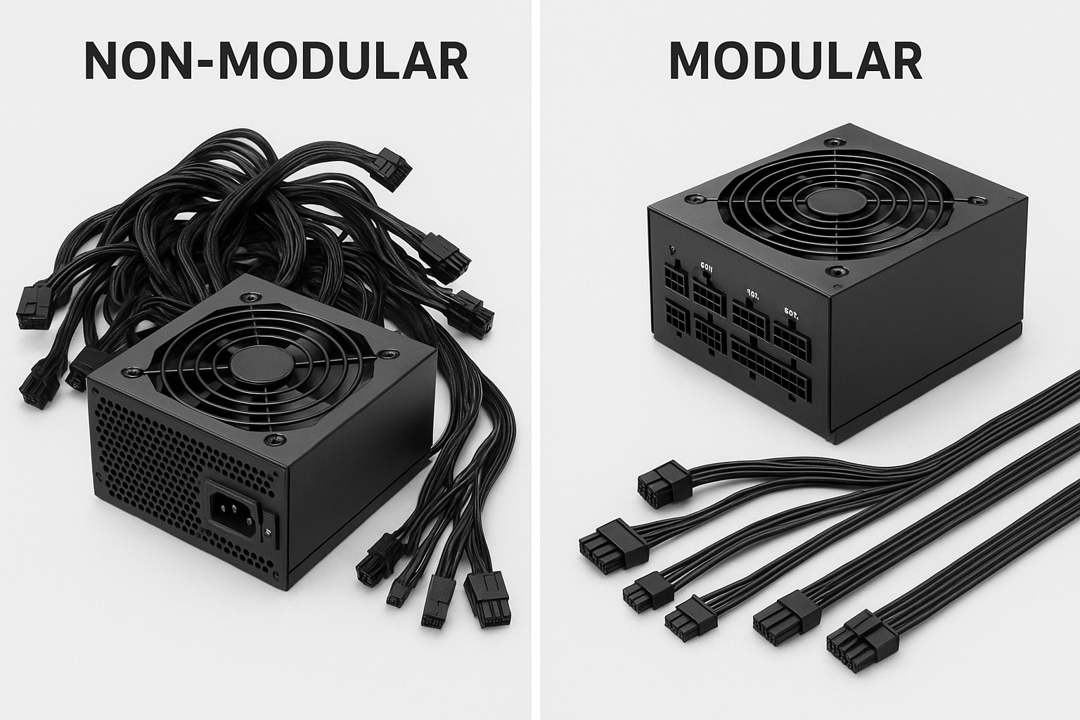 تصویر مقایسه پاور ماژولار و غیرماژولار