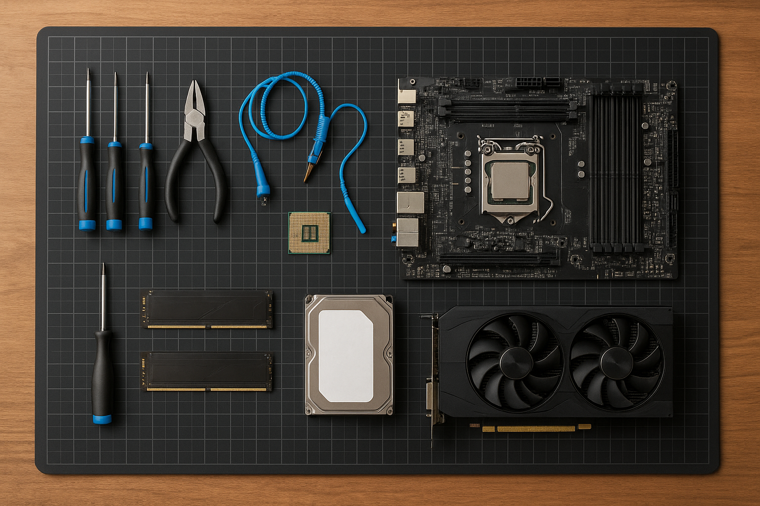 تصویر آمادگی قبل از نصب قطعات کامپیوتر