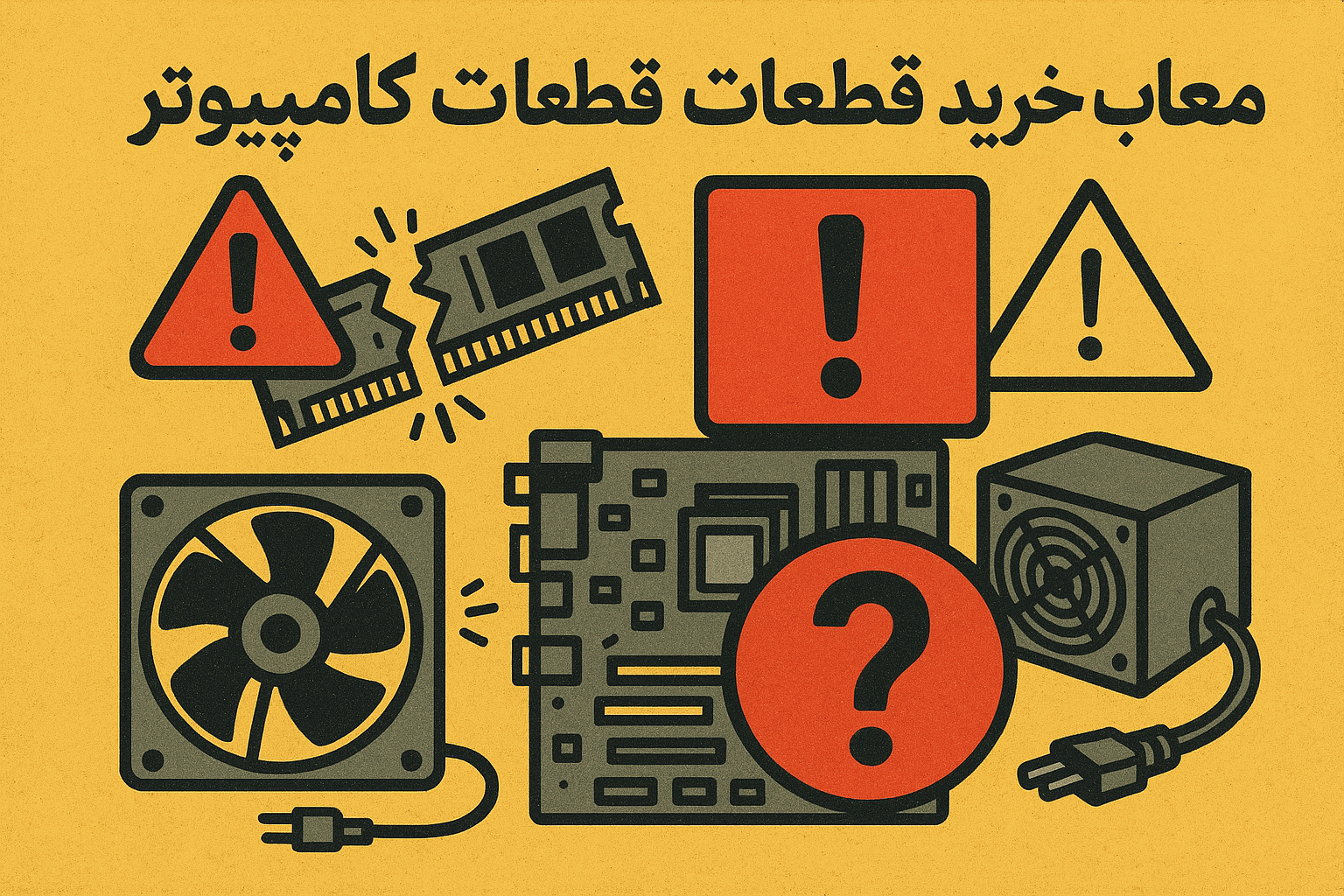 تصویر معایب و ریسک‌های خرید قطعات استوک کامپیوتر