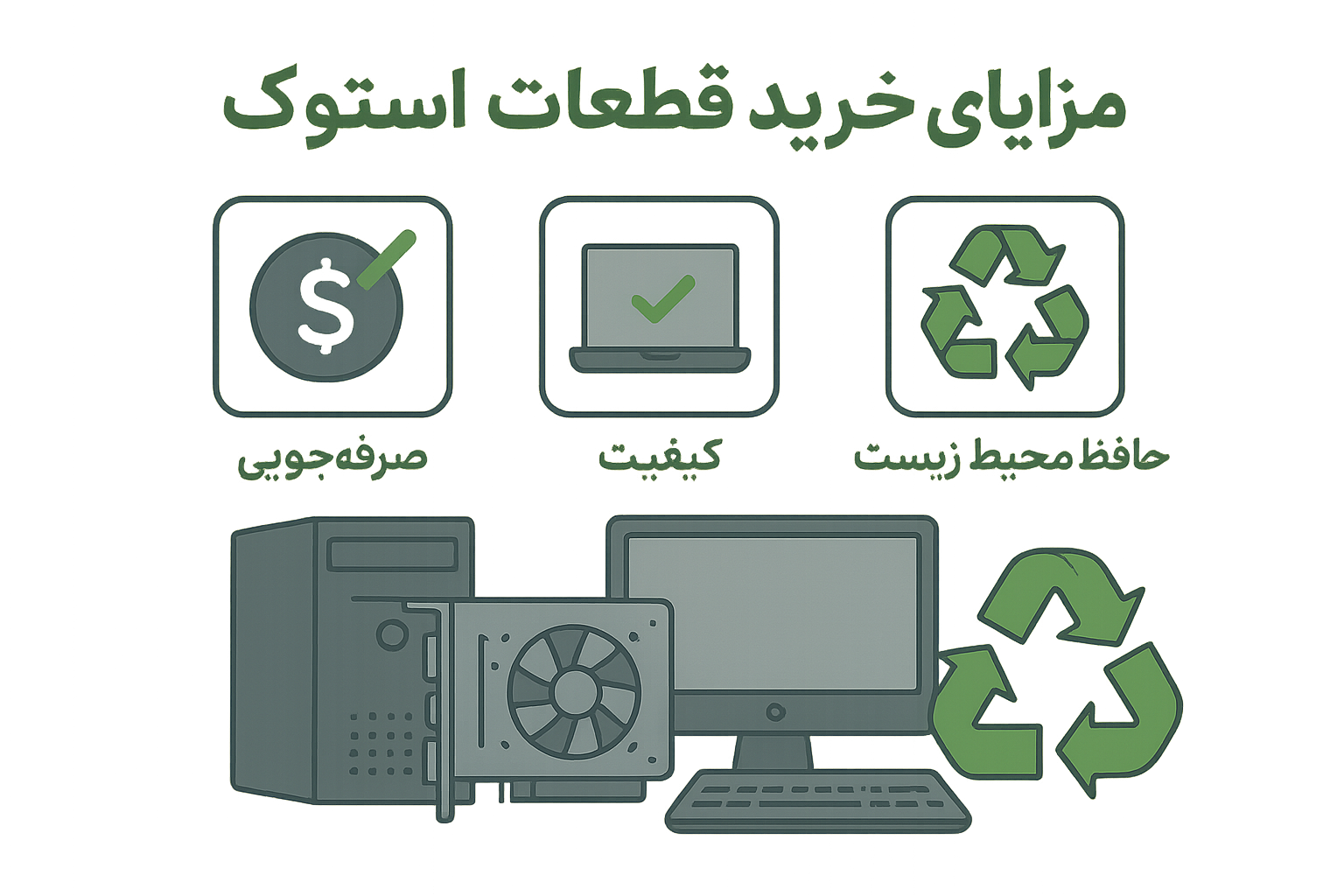 تصویر مزایای خرید قطعات استوک کامپیوتر