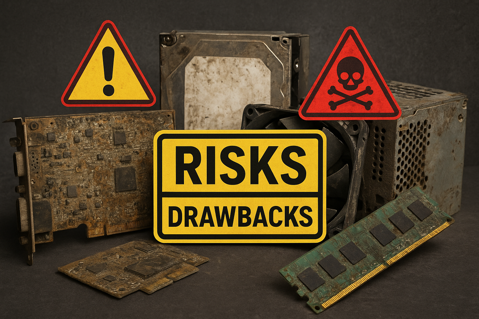 تصویر ریسک‌های خرید قطعات استوک کامپیوتر