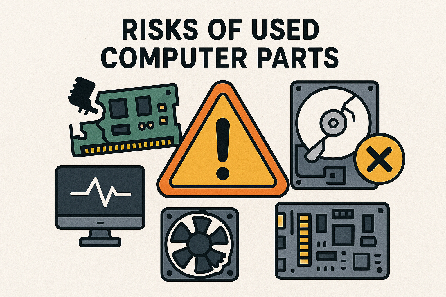 تصویر معایب و ریسک‌های خرید قطعات استوک کامپیوتر