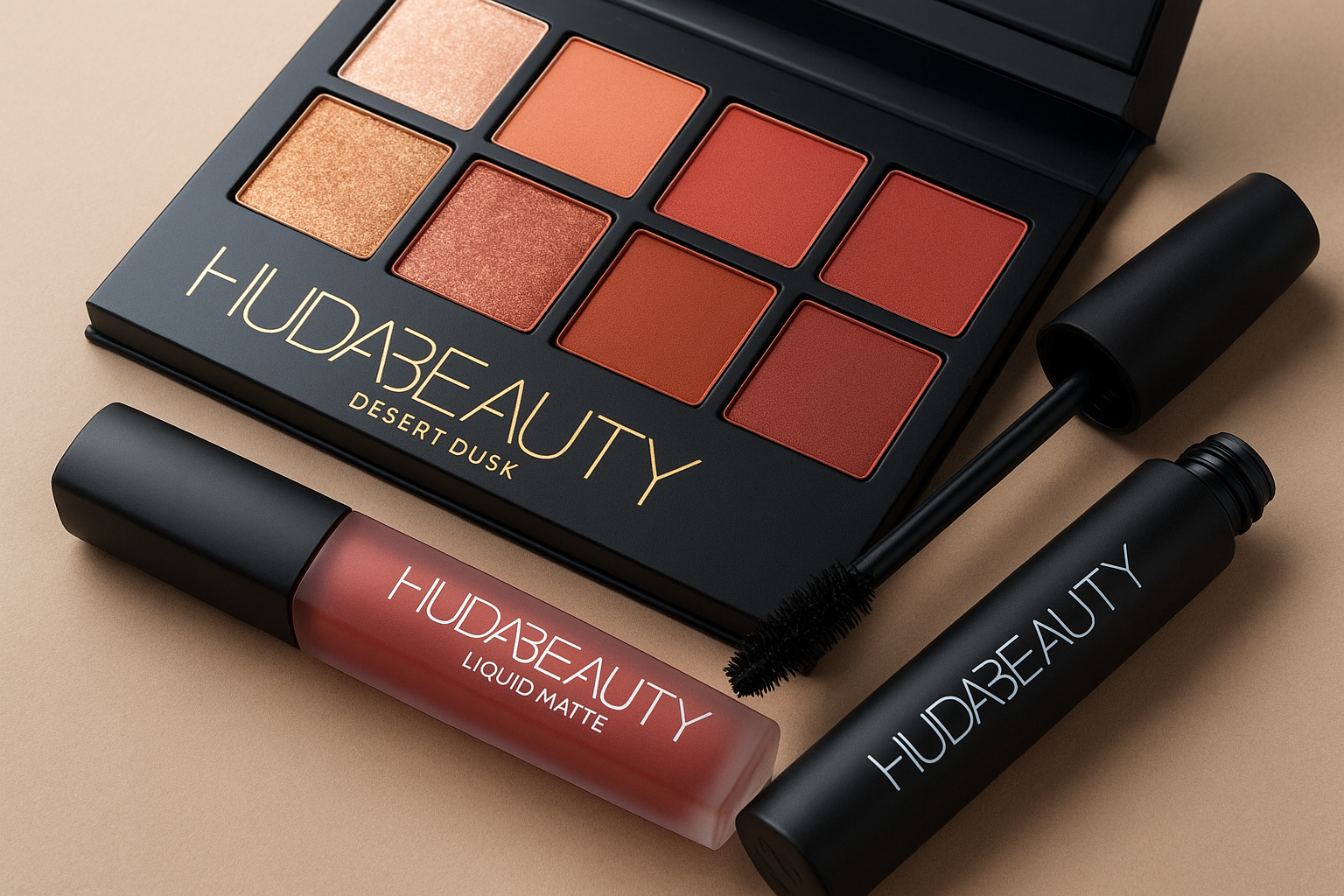 Close-up of Huda Beauty best-sellers