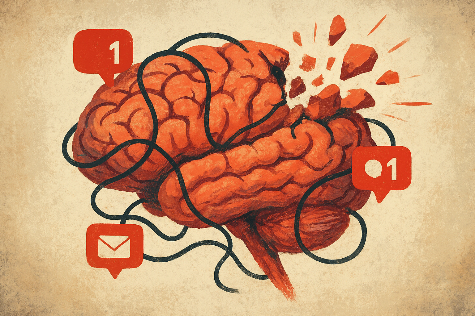 صبحِ بیاعلان: ۵ راه برای آزادی از دست گوشیها 1 Brain and notifications addiction