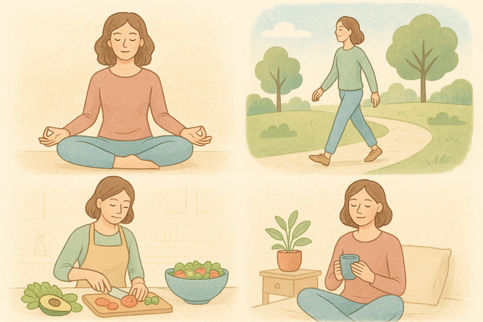 Daily relaxing habits illustration