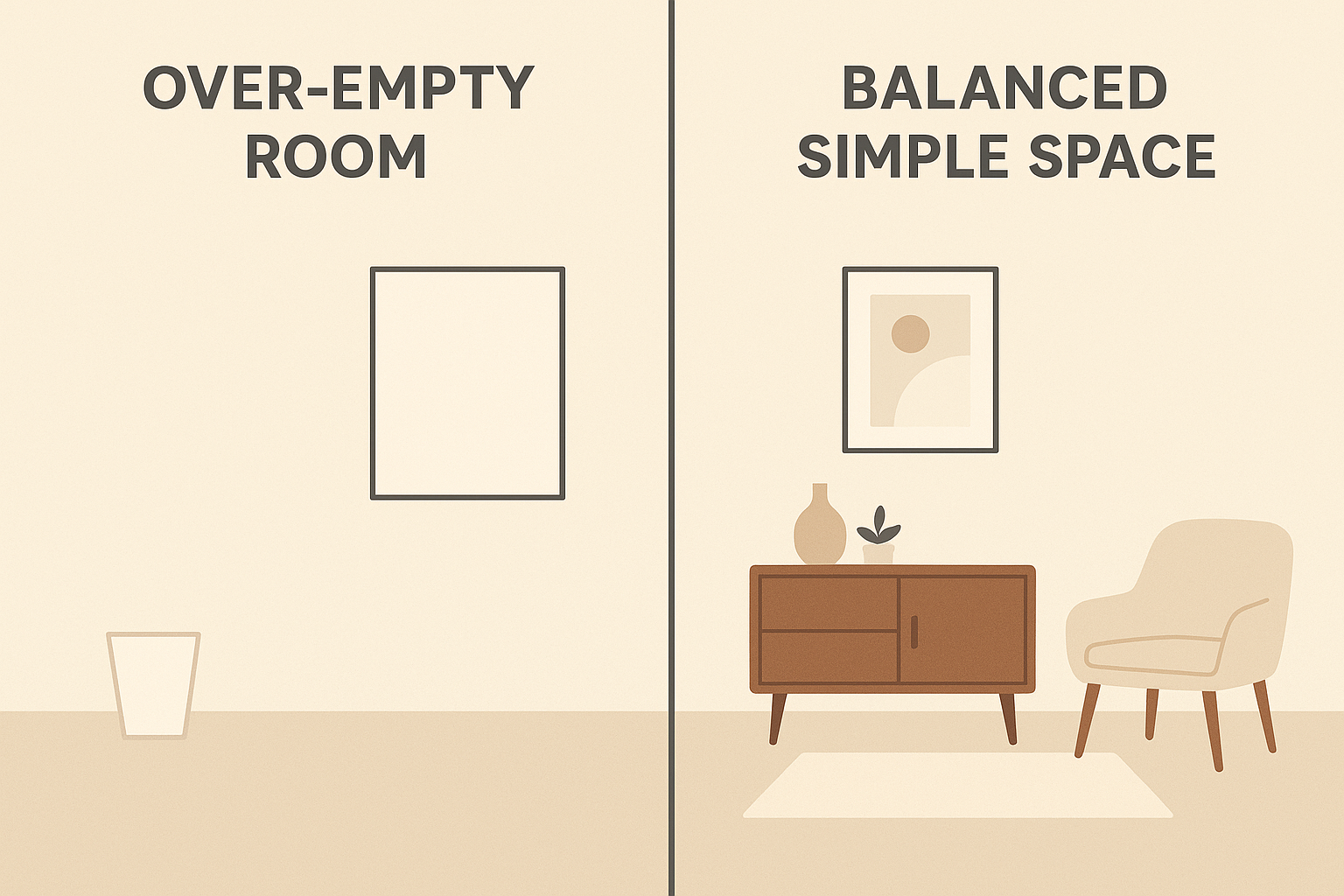 مینیمالیسم در خانه یعنی چه؟ ۱۰ قدم واقعی برای شروع 4 Common minimalism mistakes contrast