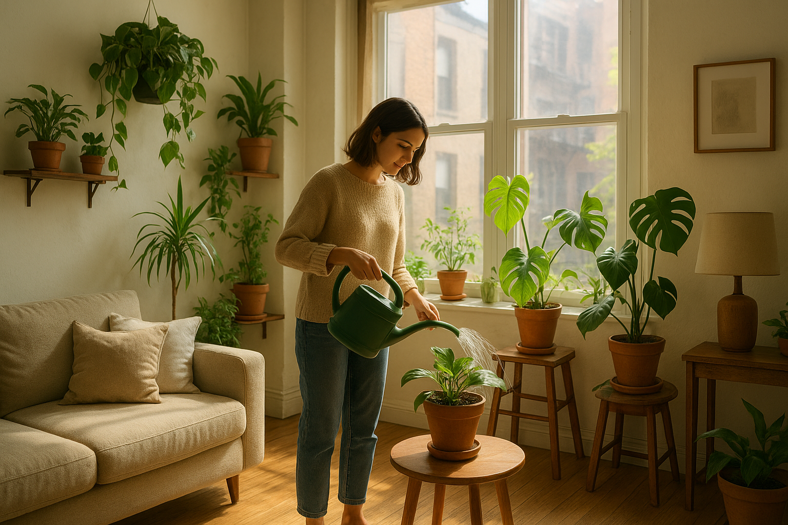 Indoor plants in urban home
