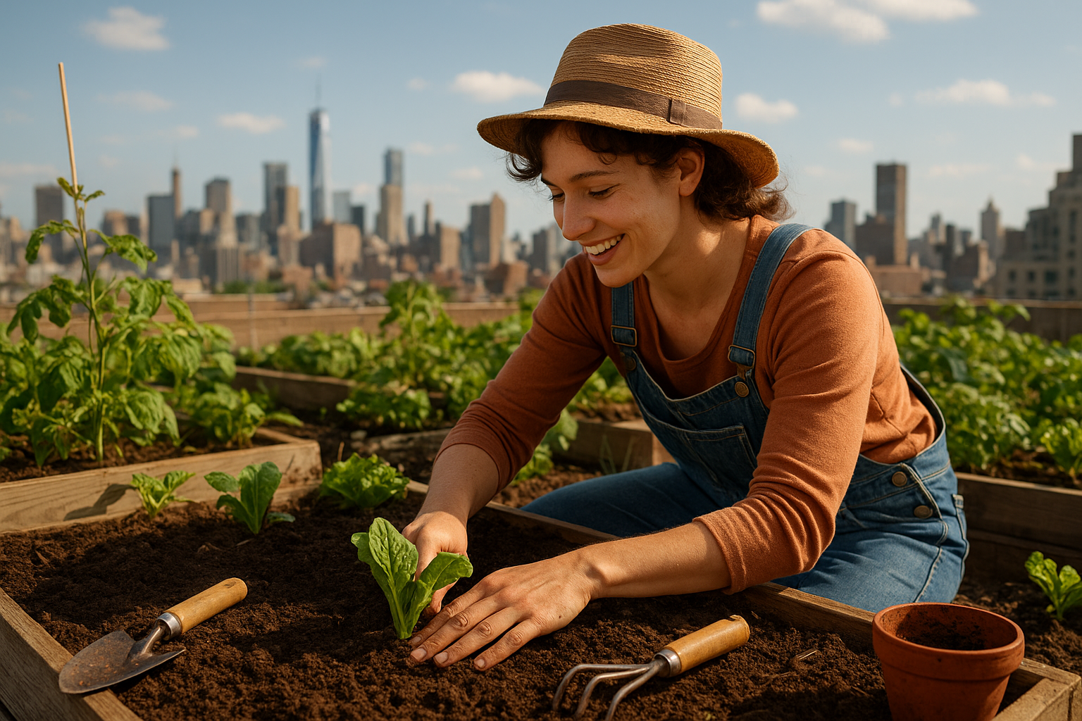Rooftop gardening in city