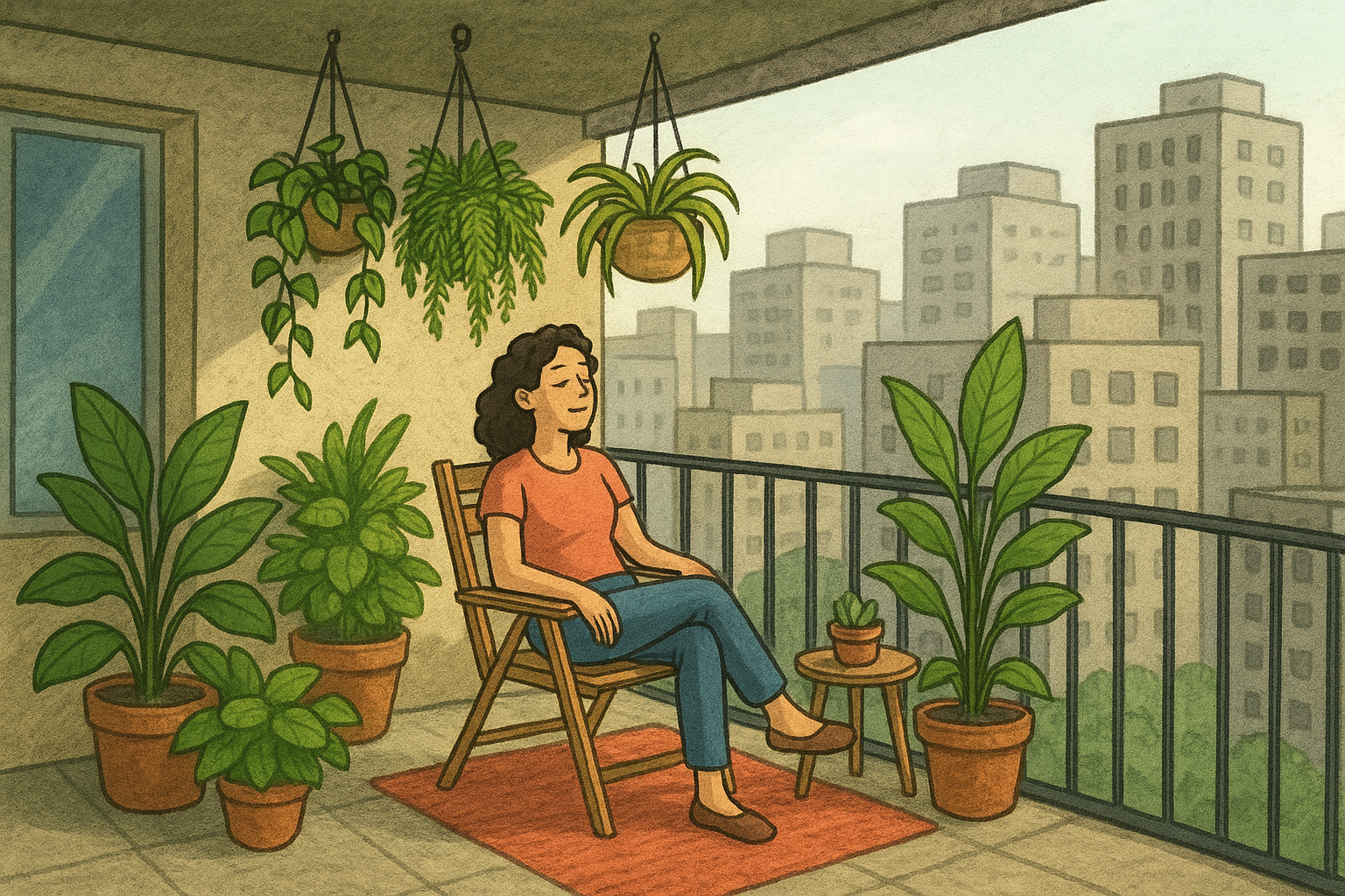 Balcony green space in urban setting