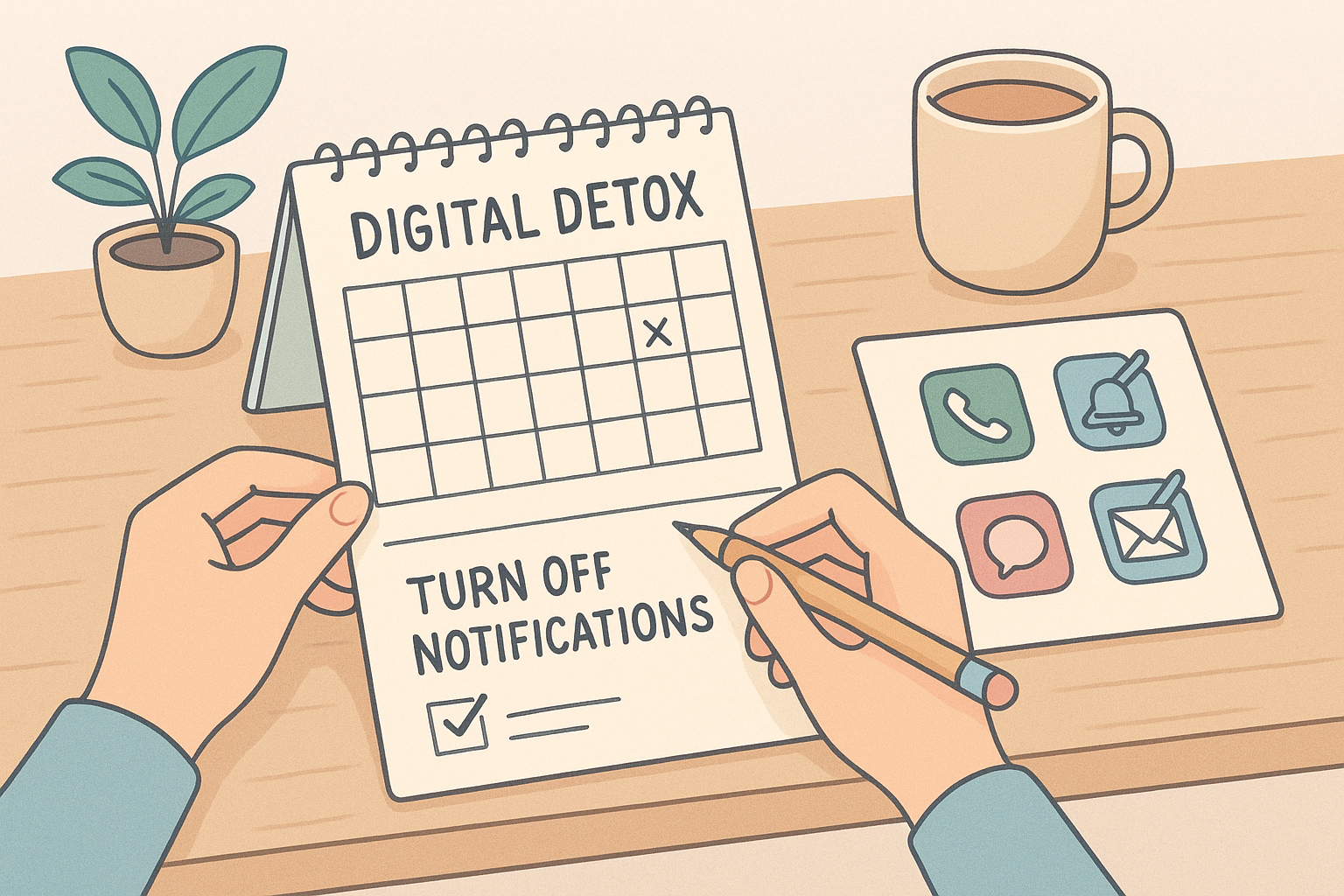 Planning a digital detox day at a desk