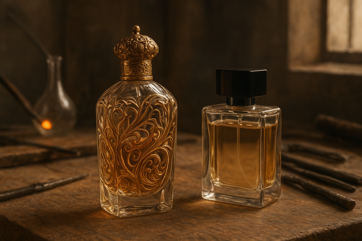 Niche vs designer perfumes illustration