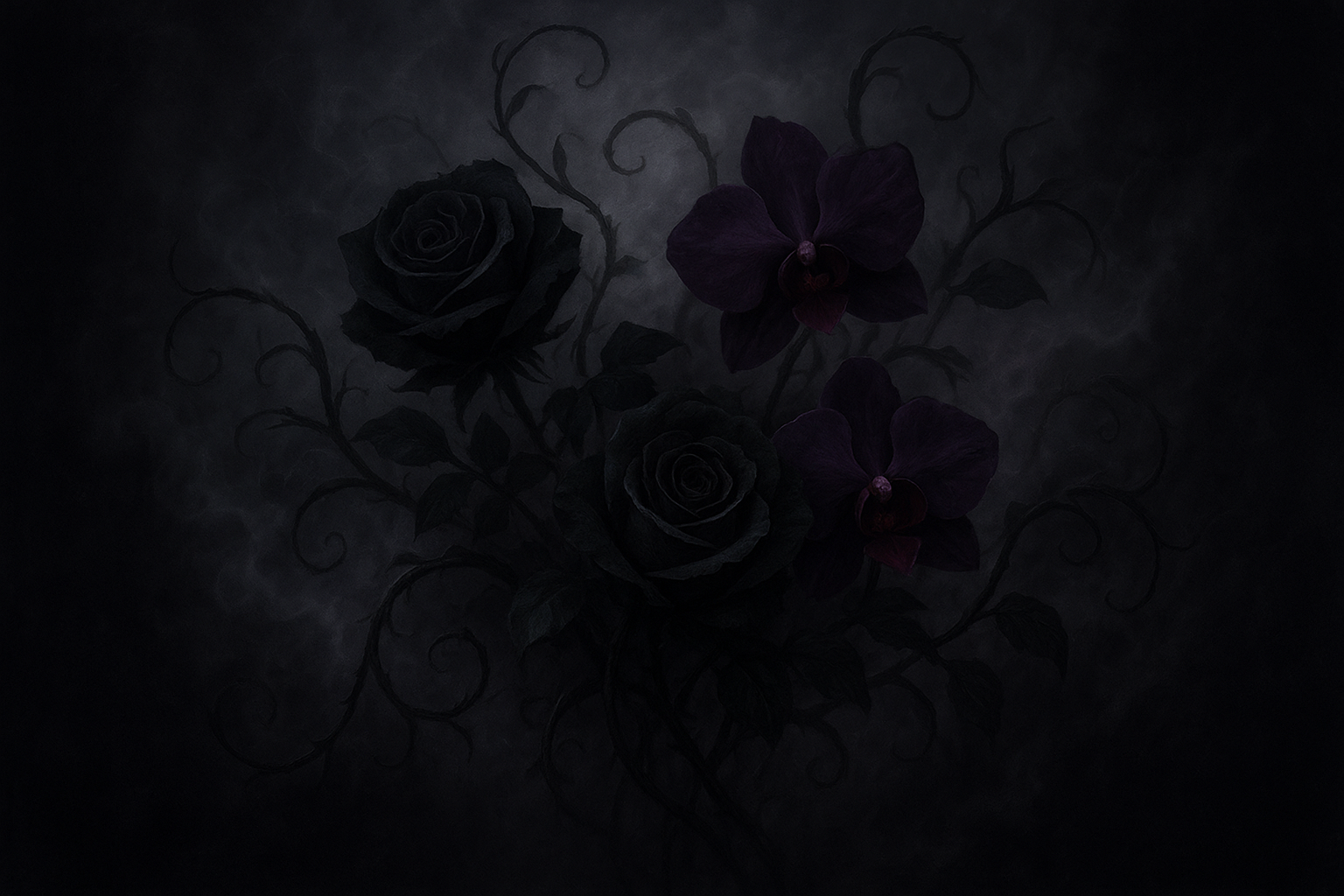 Dark floral composition