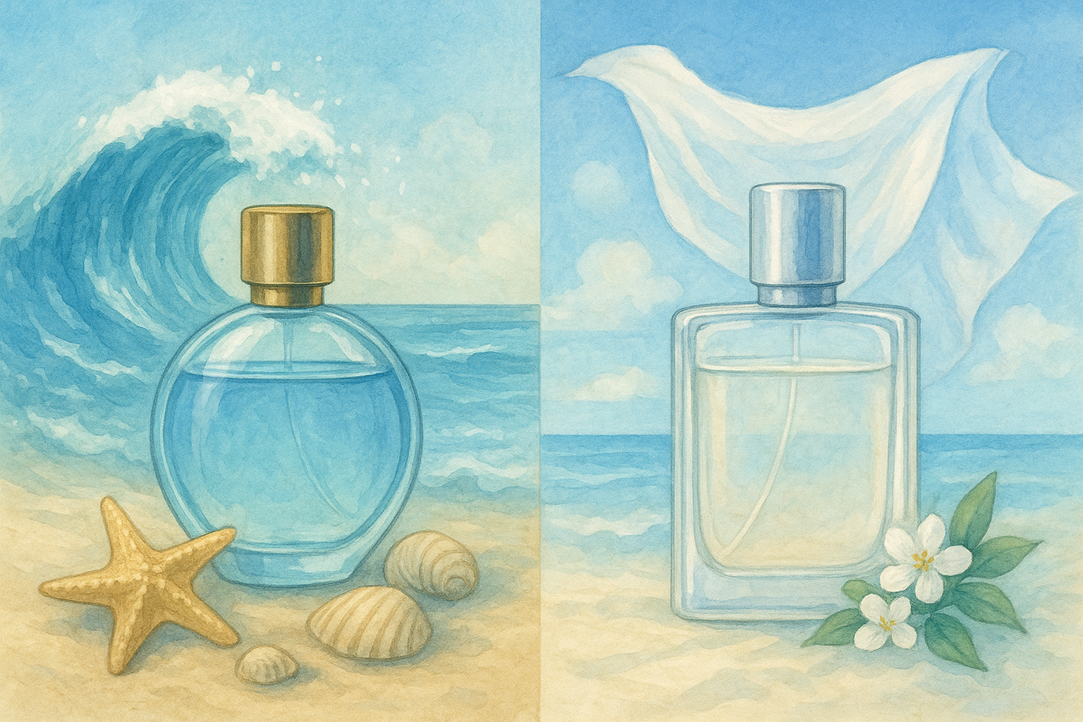 عطر بوی باران و خنک: راز رایحه خاک خیس در یک بطری 2 Comparison of aquatic and clean scents