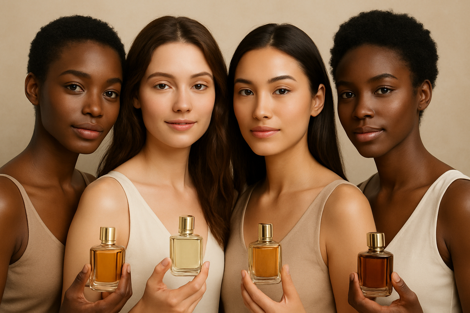 Diverse skin tones with matching perfumes