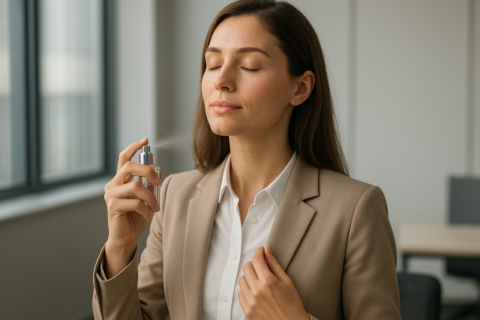 Office look with skin scent