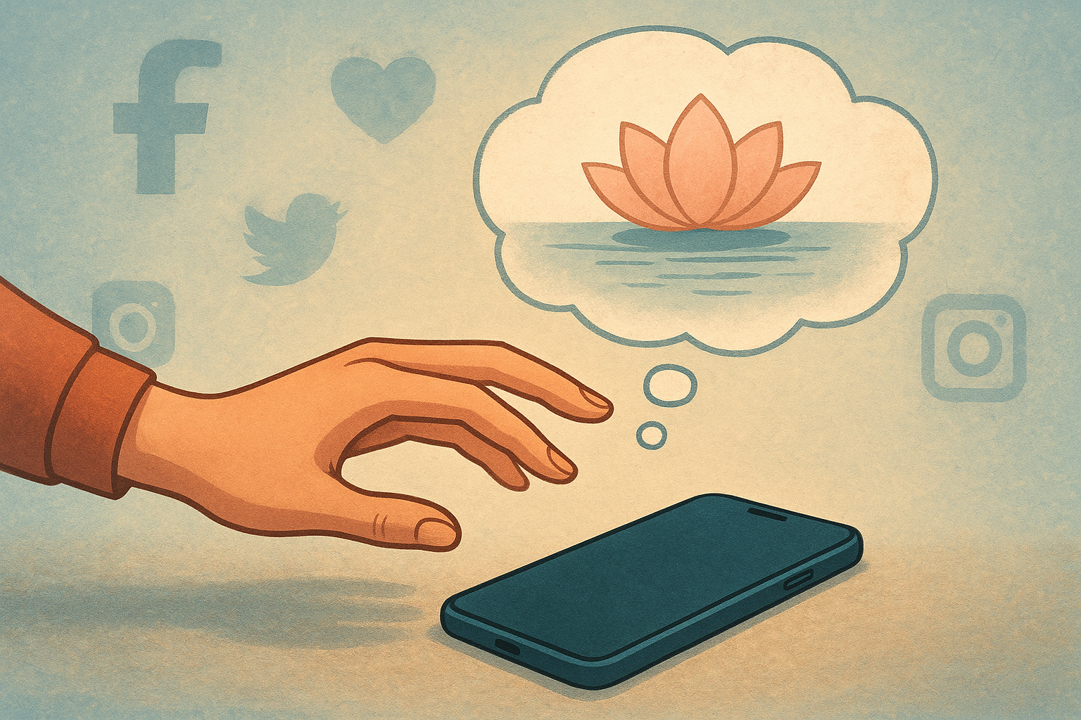 Mindfulness pause before checking phone